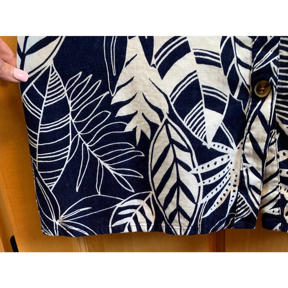 *K225 Old Navy Women's Large Tropical White & Navy Dress, Adjustable Straps EUC - Picture 7 of 9